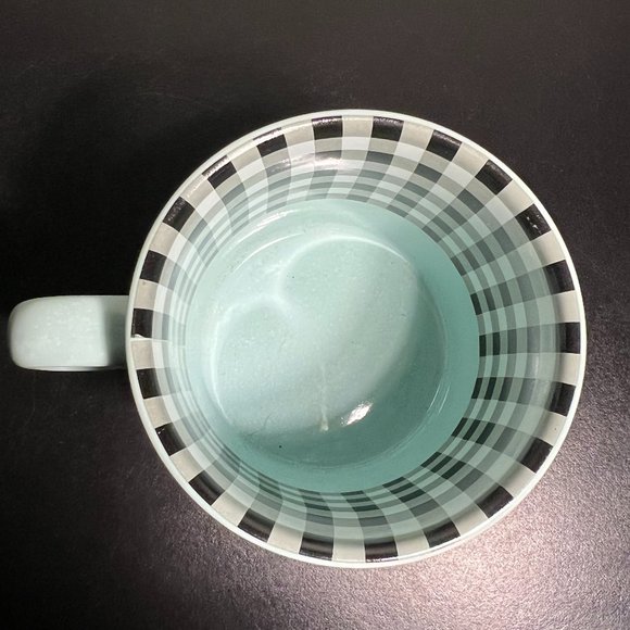 BLOOM WHERE YOU ARE PLANTED Ceramic Mug ~ Black & White Checkered ~ Gardening - Picture 3 of 5